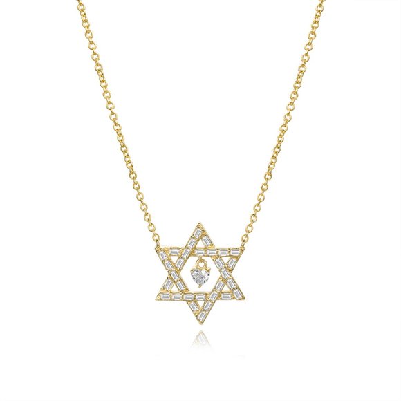 Heart Centered 14K (or 18k upon request) Gold Star Of David Necklace - Picture 5 of 8